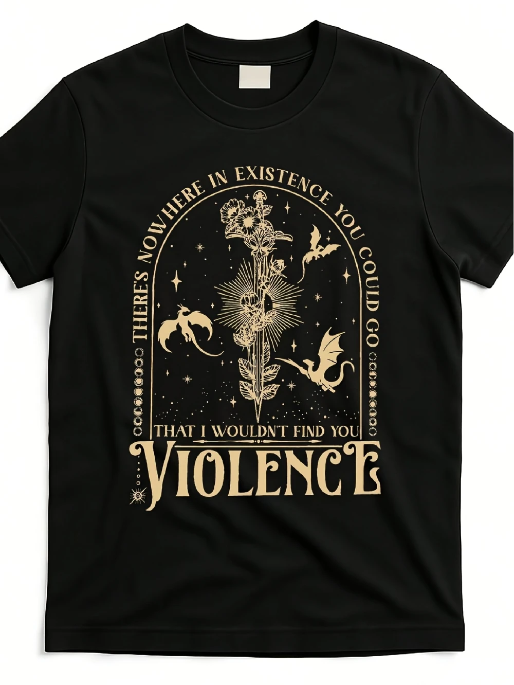 Men Fourth Wing There's Nowhere in Existence You Could Go Graphic T-shirt Fun Men's T-shirt Casual Crew Neck Short-sleeved