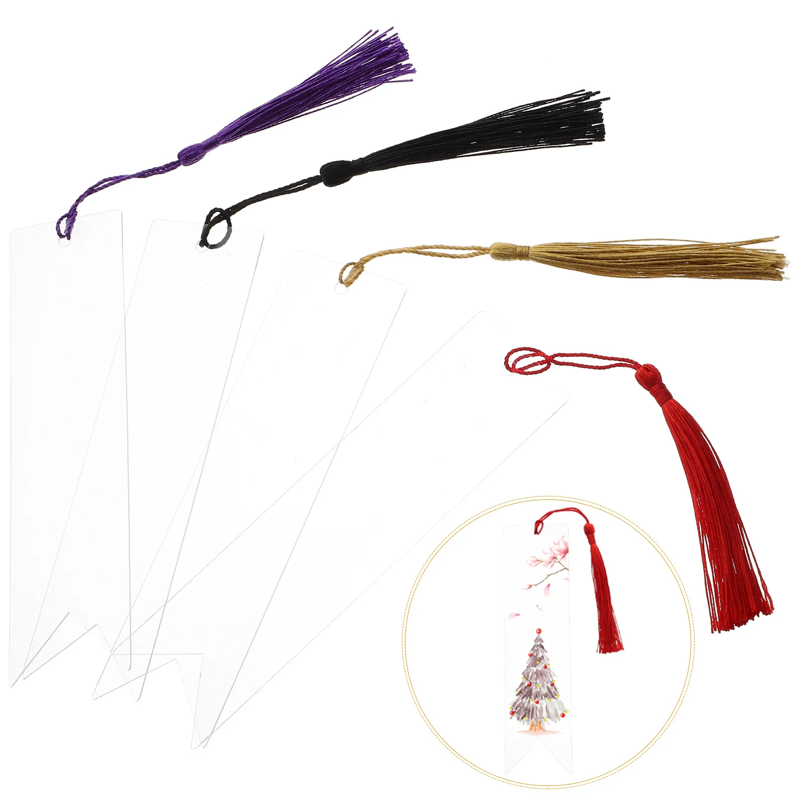 

12Pcs Acrylic Bookmark Blanks Sturdy Transparent Rectangular Page Markers with Delicate Tassels Ideal for Reading Study