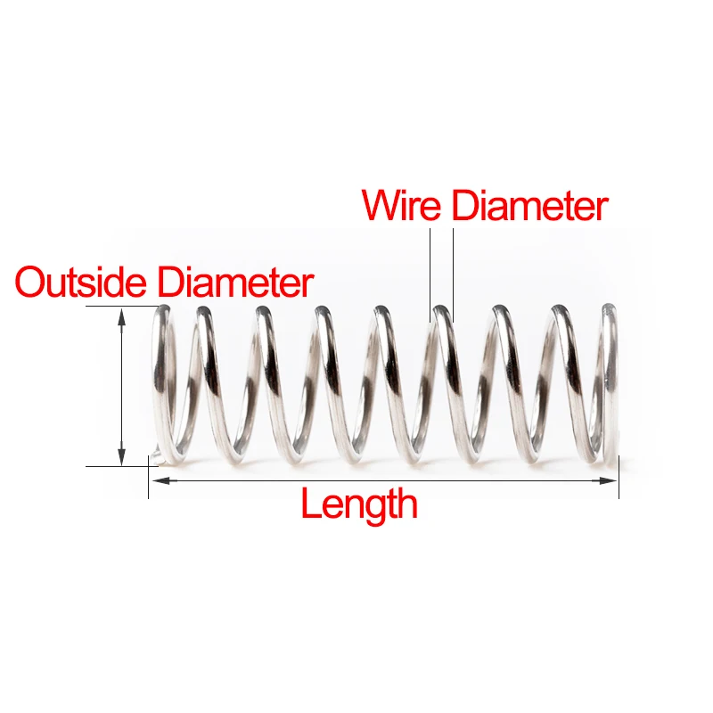 304 nerez ocel komprese jaro 1mm otřes absorpce rotorem návrat stlačený měrný tlak pramenů OD 6-18mm délka 10-305mm