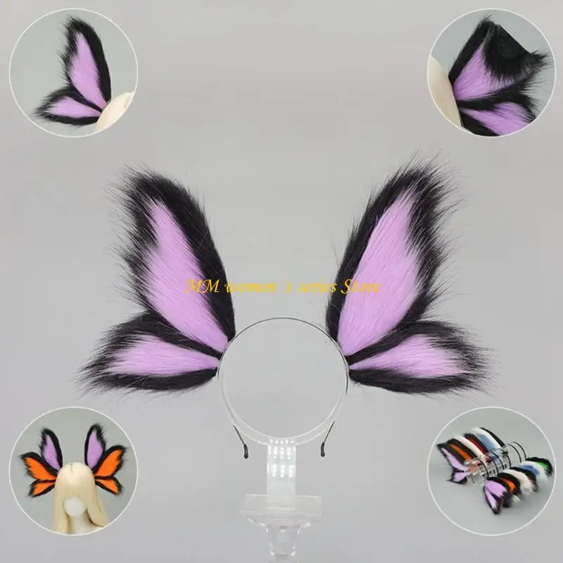 Q39C Elf Butterfly Animal Ear Hairband Soft Plush Design For Masquerades Parties Roleplay Costume Halloween Event Decoration