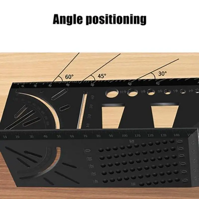 Premium Aluminum Alloy Woodworking Square Ruler - 3D Mitre Angle Measuring Template Tool - 45/90 Degree Carpenter\'s Layout Gauge