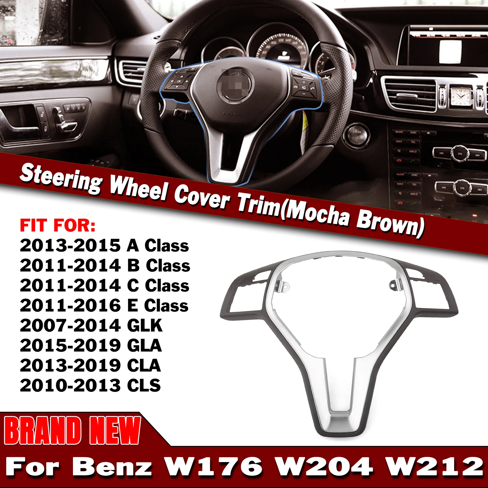 

​Interior Gear Steering Wheel Cover Trim Shift Frame Strip Bezel For Mercedes Benz W176 W204 W212