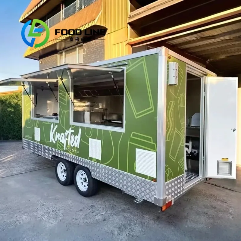 Nuevo remolque de comida callejera, furgoneta de café, carrito de Catering, hamburguesas, patatas fritas, helado, barbacoa, autobús, camión de comida móvil a la venta