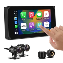 VSYS-Touch Screen para Motocicleta, DVR, Navegação GPS, Carplay, Android, Automático, 5.0 polegadas, Câmeras 1080P Frontal e Traseira, TPMS, Modo de Estacionamento, WiFi