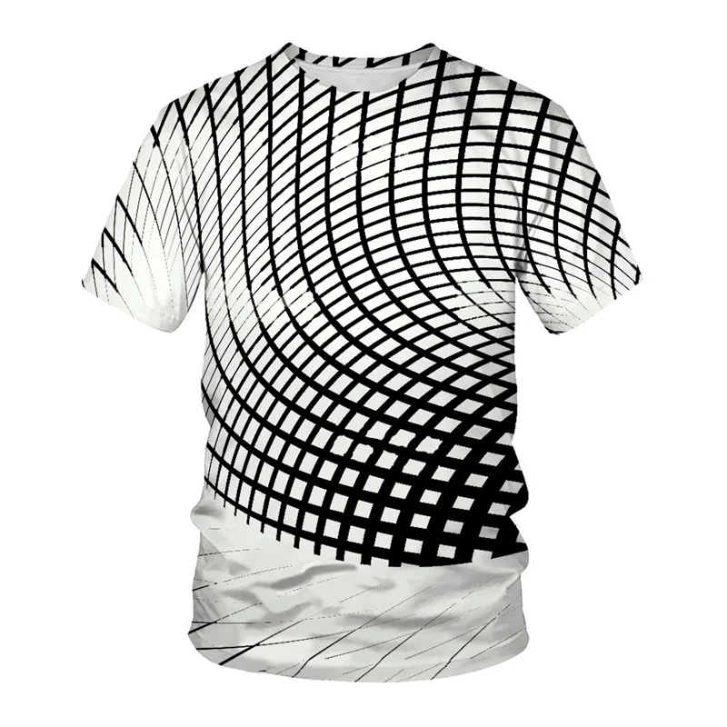 

Fashion Geometric Pattern T-shirt Men Casual 3D Print Building Block T Shirts Street Round Neck Short Sleeve Plus Size Tees Tops
