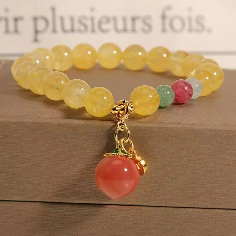 

Luck Natural New Citrine Honey Peach Beads Bracelet Charms Jewelry Gift Fashion Gemstones Amulet Accessories Designer Women