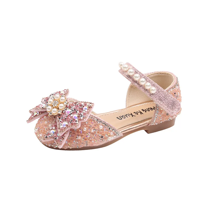 

Children Princess Sequins Sandals Rhinestone Wedding Party Shoes Fashion Non-slip Breathable Flat Kids Soft Sandals Girls Shoes