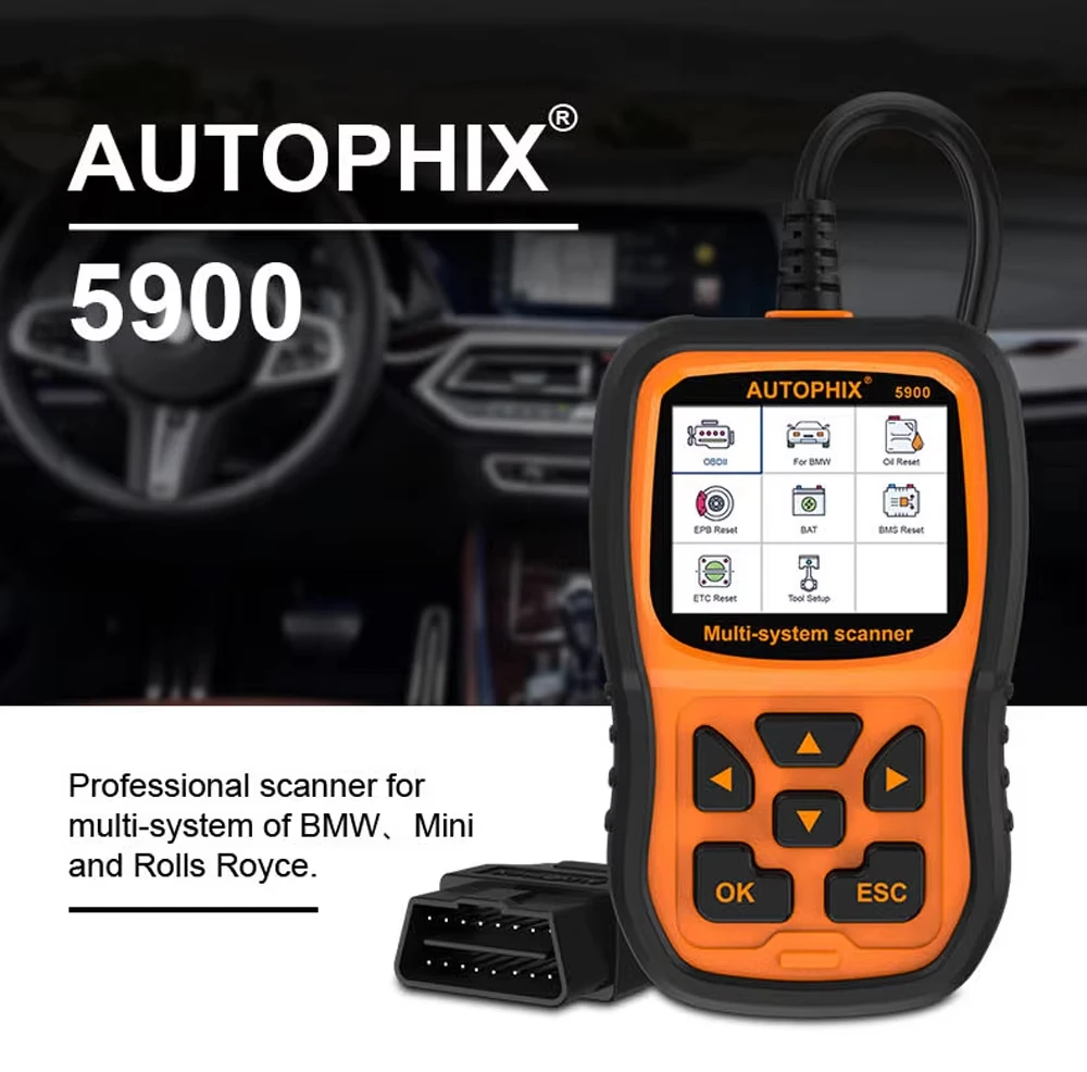 Autophix 5900 OBD2 Scanner Diagnostic Tool z wieloma językami Olej EPB ETC Reset Battery Reset Battery OBDII Tester dla BMW