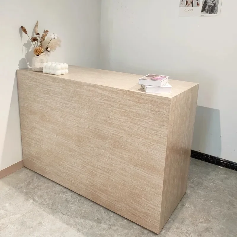 wood Checkout page Clothing store Bar counter Imitation travertine simple front desk for store cafe Sturdy
