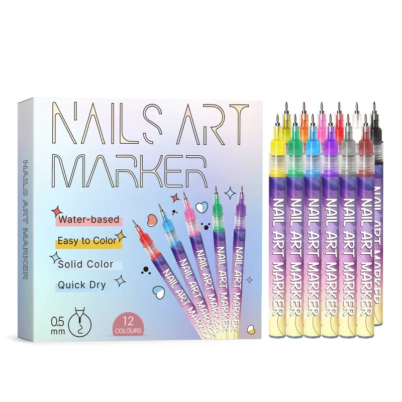 

12-цветные ручки для рисования ногтей, полосатые кисти для подводки для ногтей, создающие тонкие линии, дизайн, профессиональные инструменты для маникюра «сделай сам»