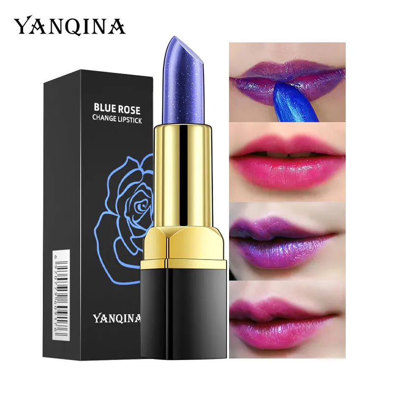 Blue Color Changing Lipstick Lip Balm Magic Temperature Change Red Creamy Lip Gloss Waterproof Base Makeup Beauty Cosmetic Stick