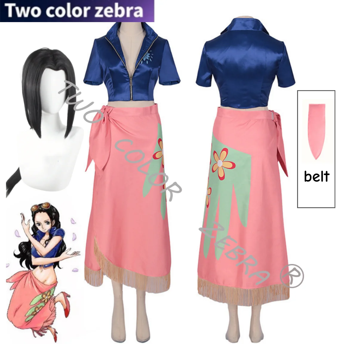 

Anime Nico Robin Cosplay Costume Dress Outfits Wig Tops Skirt Full Set Seaside Beach Skirt Halloween Carnival Party Cos Suit