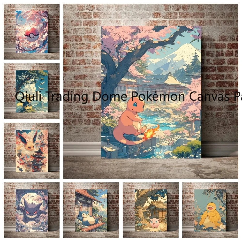 

Pokemon Print on Canvas Pikachu Wall Art Decorative Aesthetic Poster Modern Living Home Room Decoration Paintings Friends Gifts