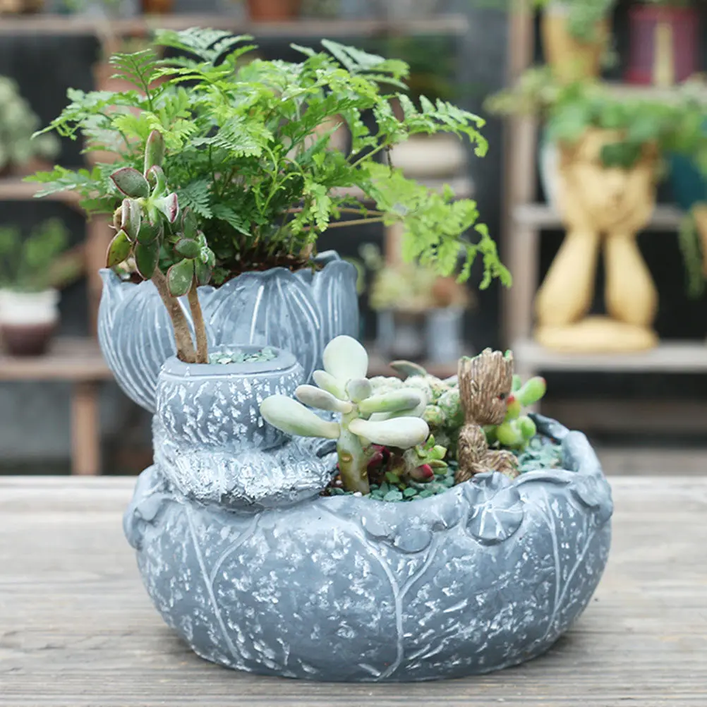 

Цветочный горшок в форме листа лотоса, компактный, экономит место, настольный цветочный горшок для суккулентов, бонсай и комнатных растений, украшение для стола.