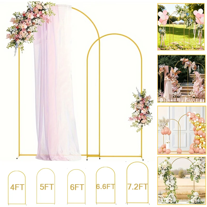 

Gold Metal Arch Stand for Wedding Ceremony Garden Outdoor Arch Decor Metal, DIY Party Prop Stand Easy Assembly 4/5/6/6.6/7.2FT