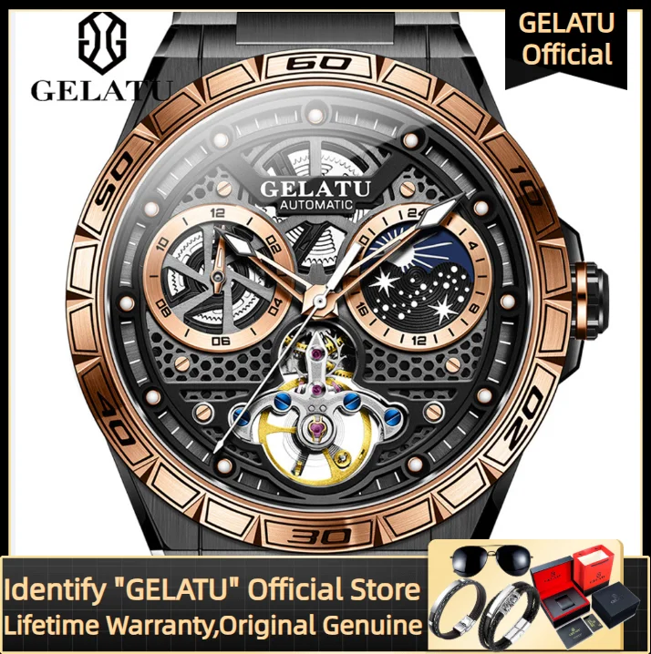 

GELATU 6020 Automatic Mechanical Men's Watch Trend New Watch Waterproof Moon phase Watch for Men