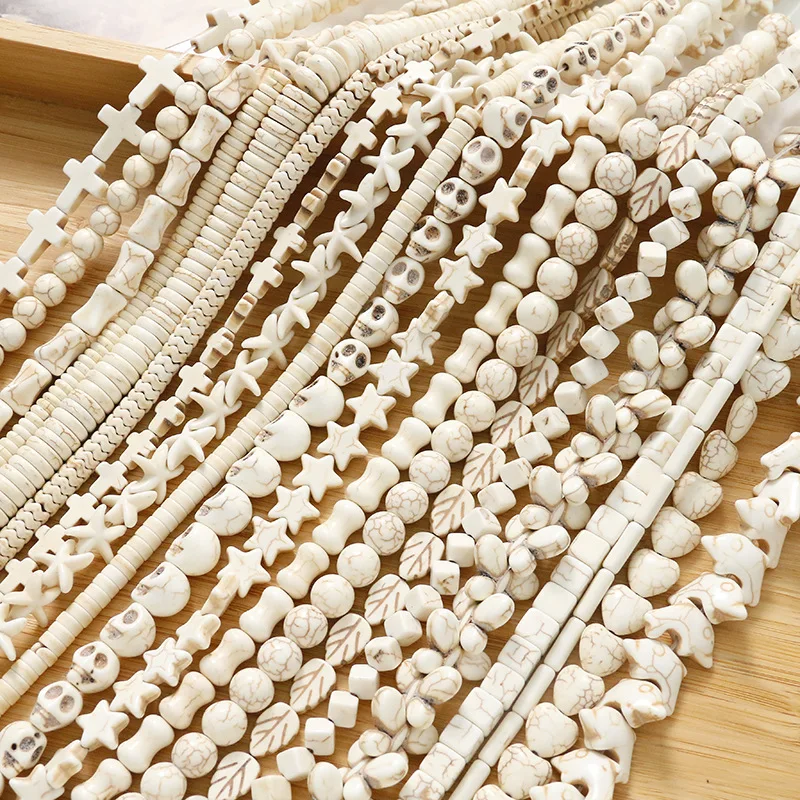 Unique 3D Skull Starfish Spacer Beads White Turquoise Loose Beads DIY Handmade Bracelet Charm Accessories Wholesale
