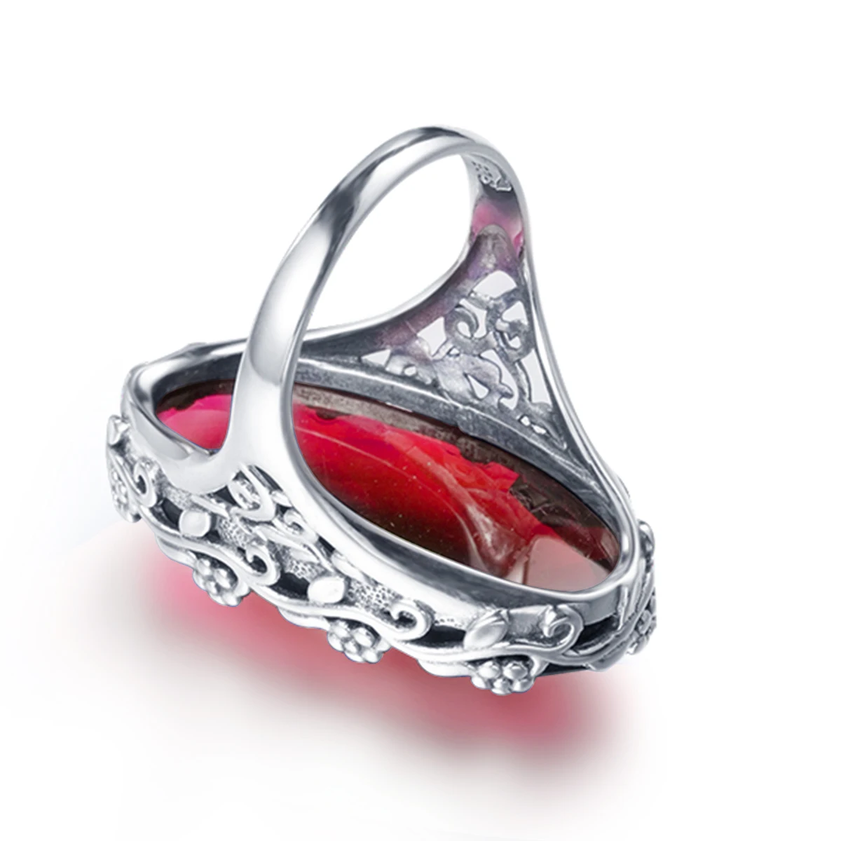 Szjinao ضخمة 14*27 مللي متر حجر كبير روبي خواتم خمر الصلبة فضة 925 كبير مصمم مجوهرات للنساء هدية حفلة 2025 #3