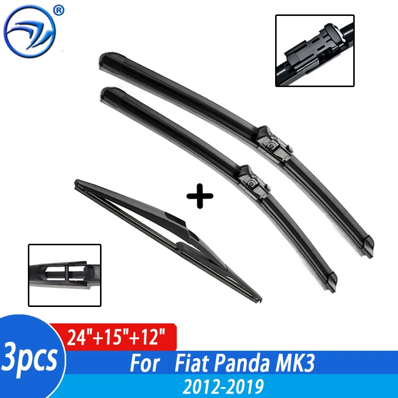 

Wiper Front Rear Wiper Blades Set For Fiat Panda MK3 2012 2013 2014 2015 2016 2017 2018 2019 Windshield Windscreen 24"15"12"