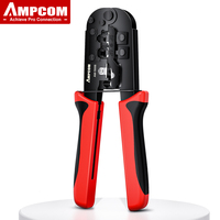 AMPCOM Crimping Tool RJ45 and RJ12, RJ11 Crimper Cutter Stripper Network Cable CrimpTool for 4P 6P 8P RJ-11/RJ-12 RJ-45