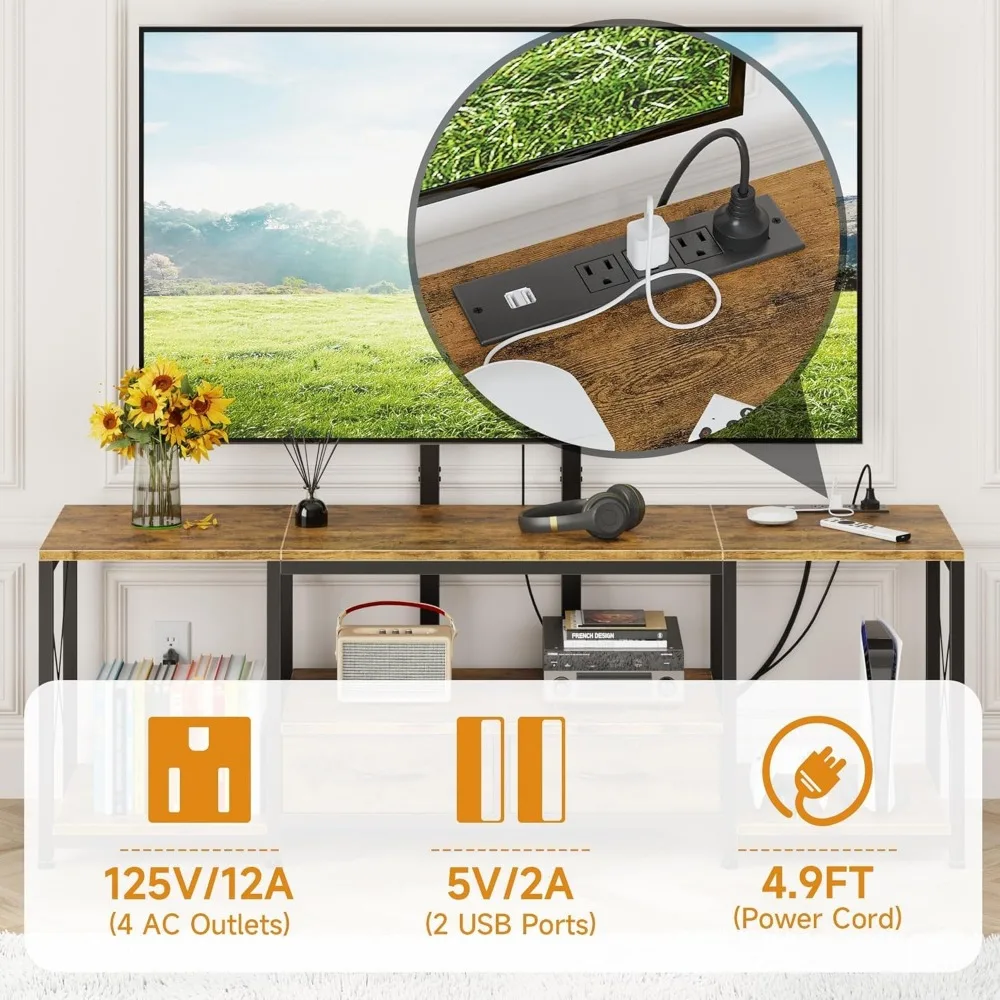 حامل تلفزيون زاوية مع حامل ومخرج طاقة لتلفزيون 32-85 - مركز ترفيهي من القماش