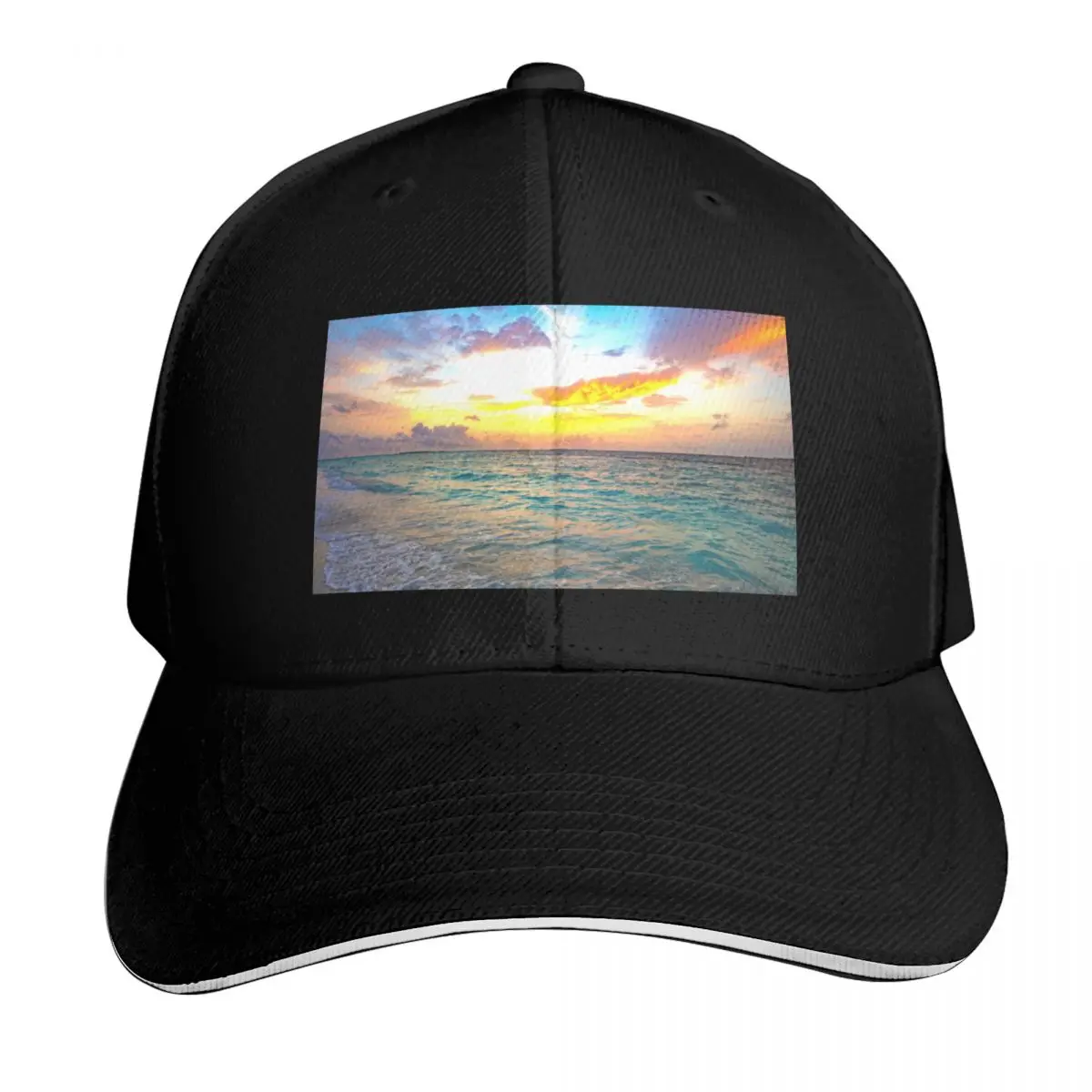 Sunset Over The Ocean Baseball Cap Adjustable Buckle Closure Moisture Wicking Quick Dry Curved Brim Classic Fit