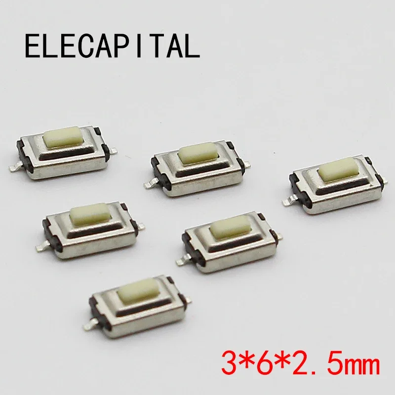 50pcs/lot SMT 3x6x2.5MM 2PIN Tactile Tact Push Button Micro Switch G73 Self-reset Momentary Free Shipping