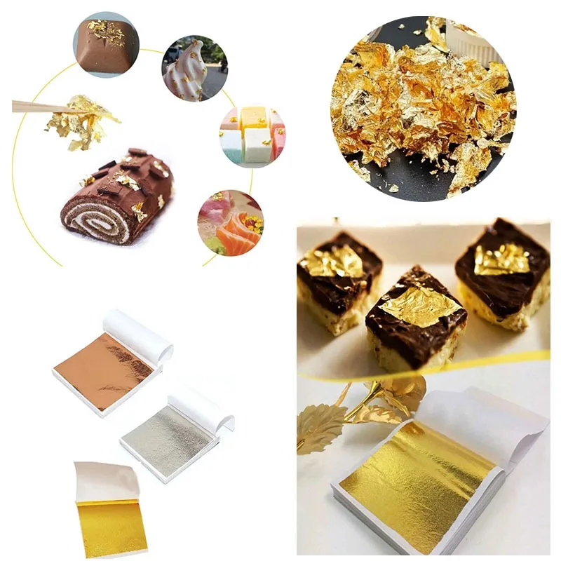 Décorations en feuille d'or pour gâteaux, desserts, projets artistiques de cuisson, pâte de peinture, artisanat et fabrication de bijoux, fournitures artisanales Non comestibles