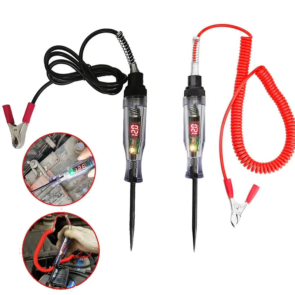 DC 6V 12V 24V Spanning Elektrische Circuit Tester Digitale Display Lange Sonde Pen Gloeilamp Auto diagnostische Hulpmiddelen Auto Reparatie