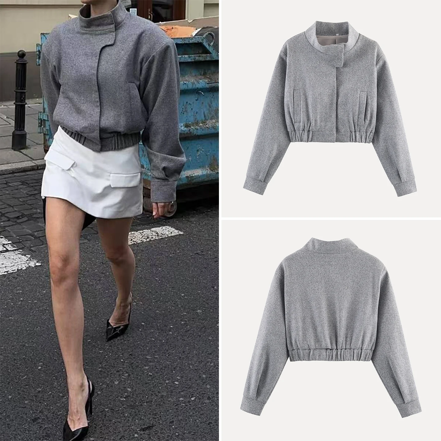 

Sweet Sle Woolen Jaet Coat for Women Autumn New Arrival Ele Versatile Daily Wear Z Stand Fit ort Outerwear