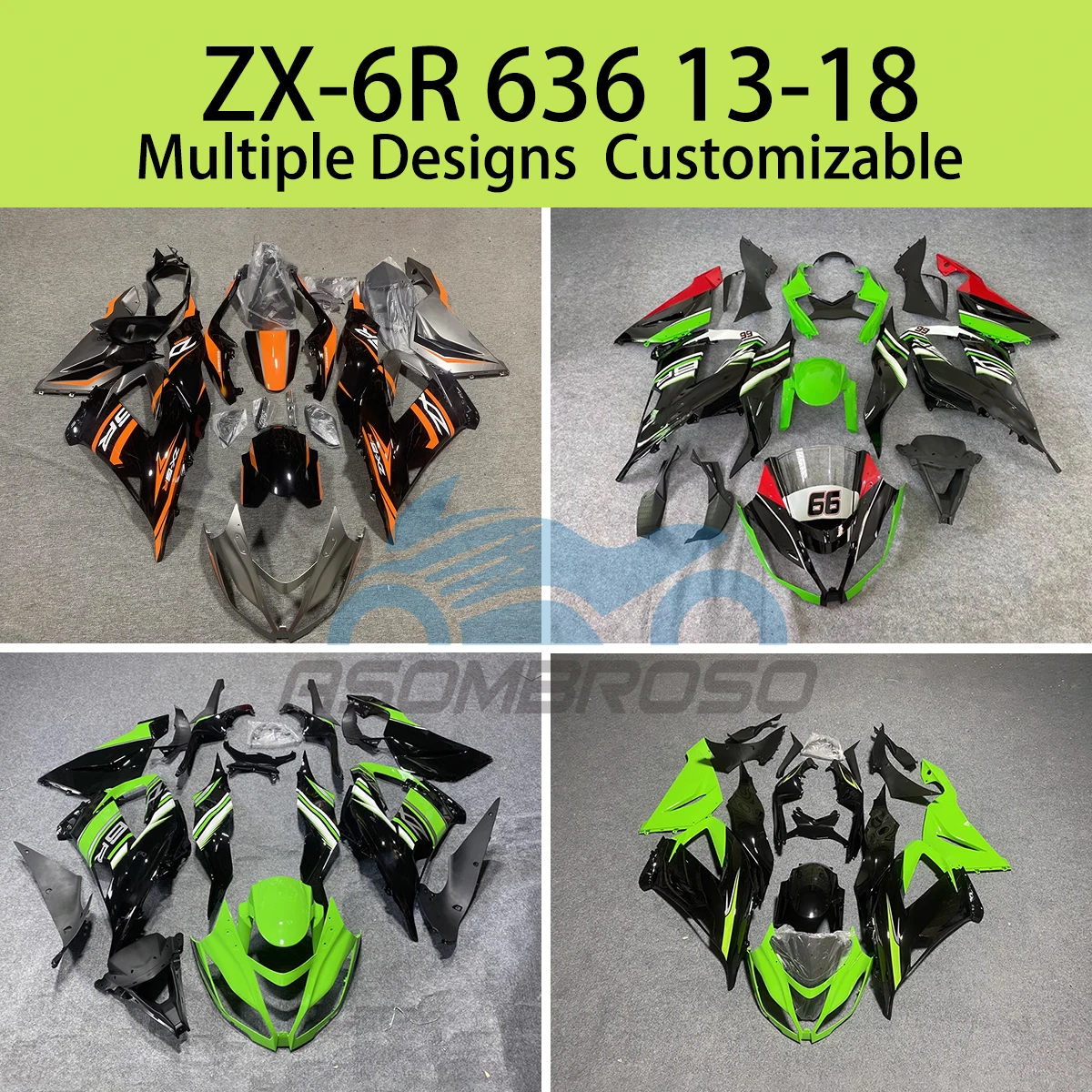 

Запасные части для мотоцикла, Обтекатели для кузова Ninja ZX-6R 636 13 14 15 16 17 18 ZX6R 2013-2018