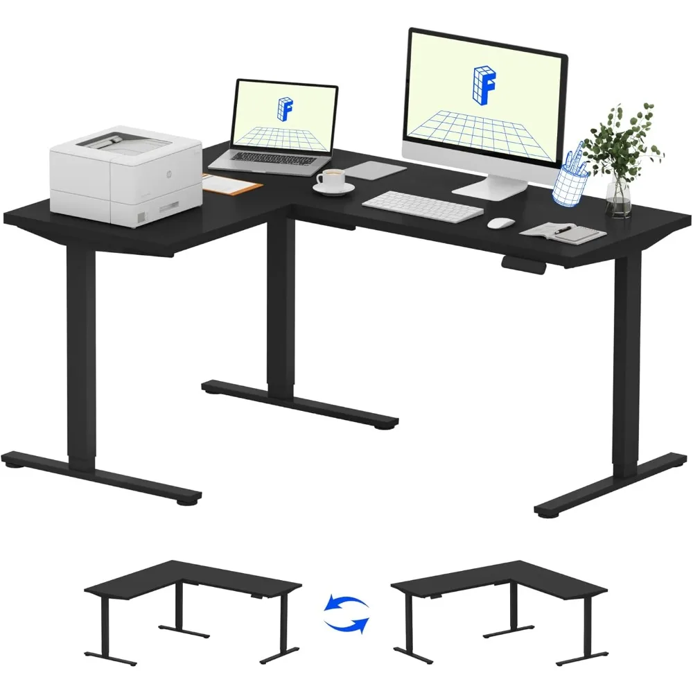 

"Electric Corner Desk with Adjustable Height, 63" x 47" L-Shaped Desk for Sit-Stand Workstations"