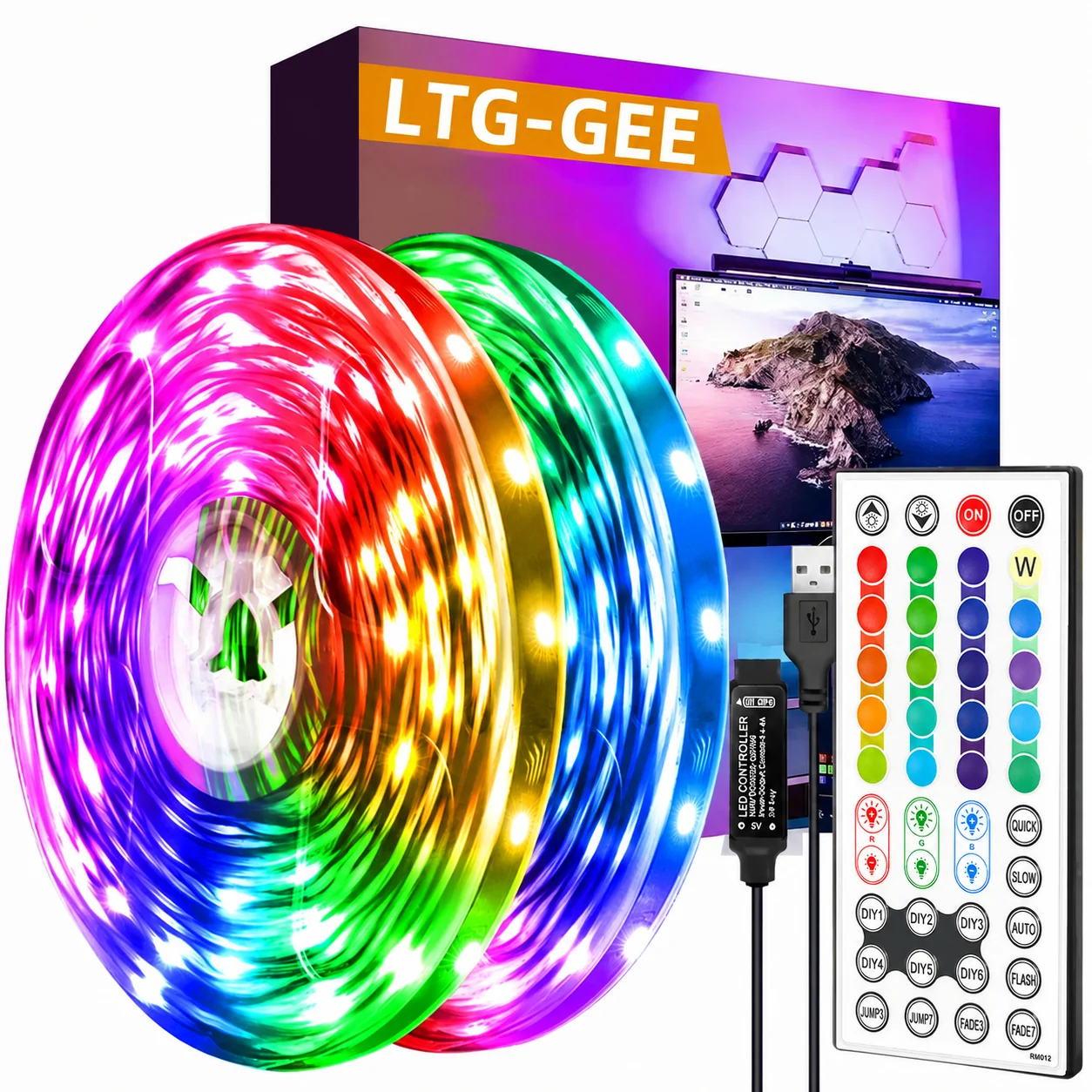 LTG-GEE Led Lights for TV 3Key 44key Control Led Strip USB 5V Tape Lights for TV Backlight Home Party Decoration Flexible Ribbon