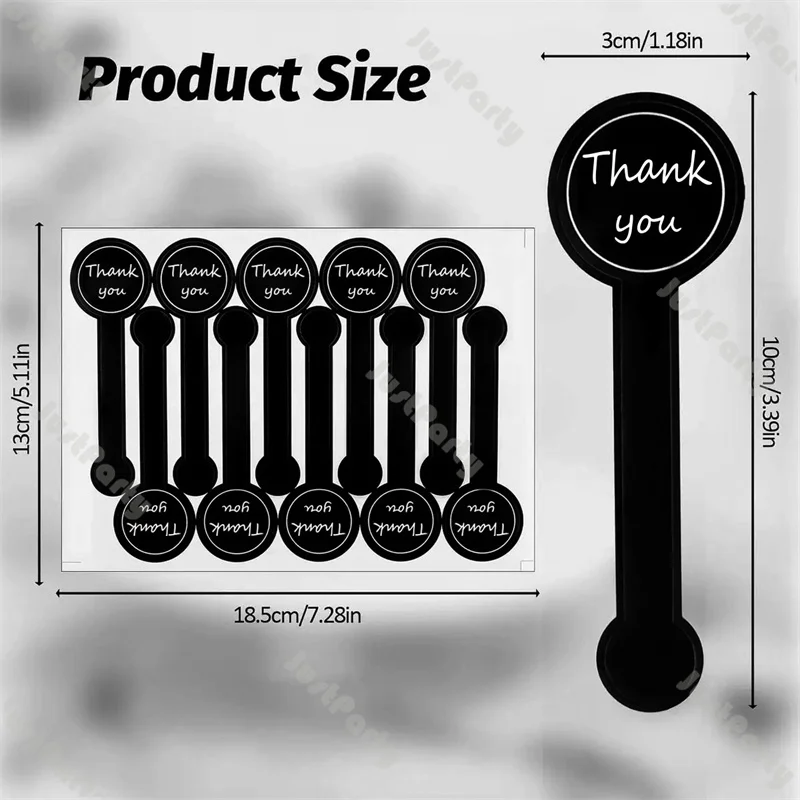 Set of 10 Sheets Gift Box Labels Thank you Packaging Sticker Black Pudding Label Cake Box Sealing Sticker Envelope Sealing Label view 4