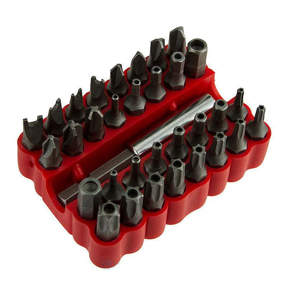 33Pcs Screwdriver Tamper Proof Security Bits Set with Magnetic Extension Bit Holder Torx Hex Star Spanner woodworking Tools