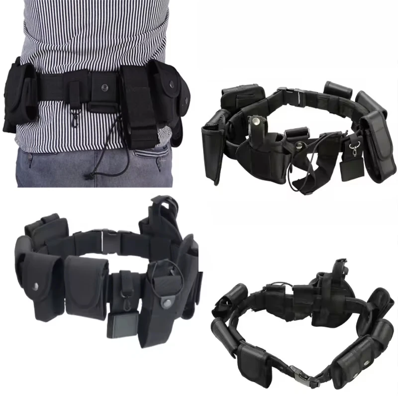 

Tactical Belt Gun Holster Flashlight Pouch Sets 10In1 Multifunctional Utility Kit Belt Police Duty Belt Security Duty Belts