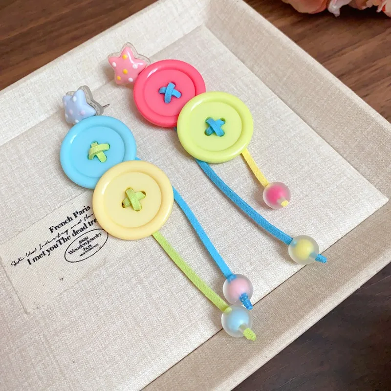 الدوبامين تصميم الطازجة الحلو استرخى أقراط للنساء لون الحلوى القلب جولة شرابة انخفاض القرط العصرية سحر مجوهرات حزب B