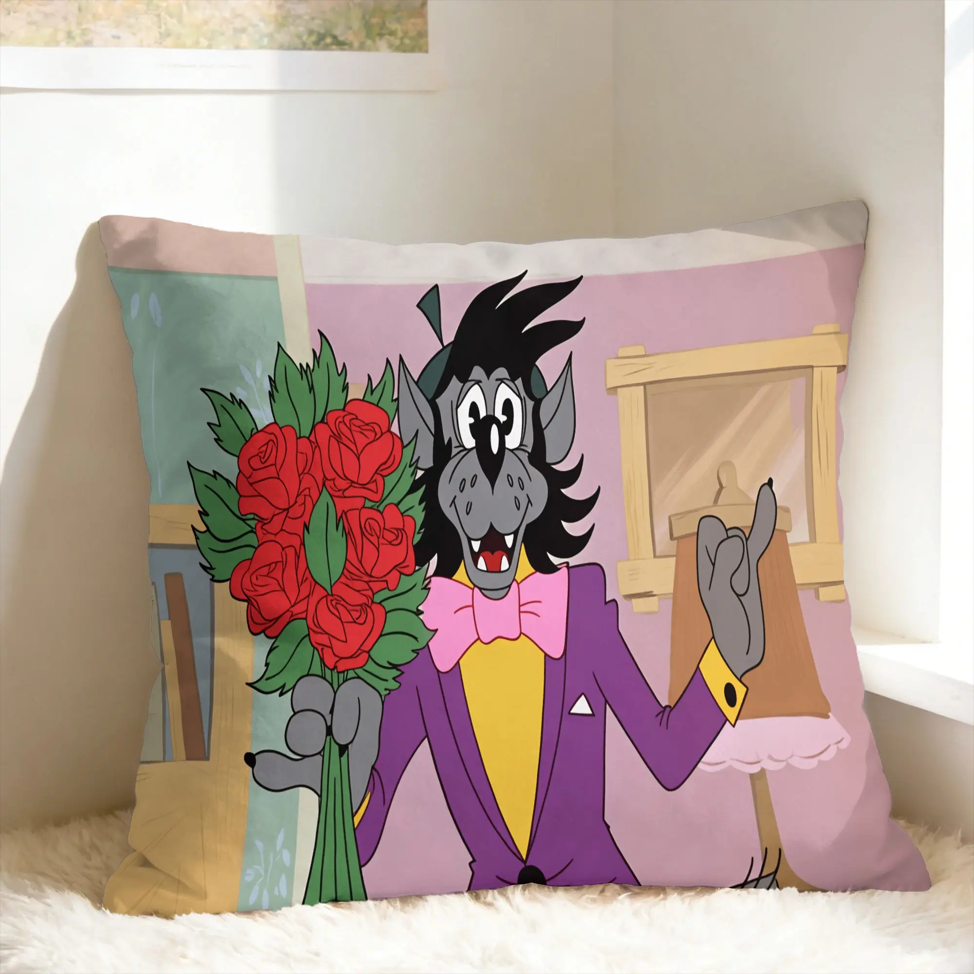 Russian Anime Nu Pogodi Pillowcases  Morden Pillow Case For Couch Sofa Bedroom Soft Pillow Cover