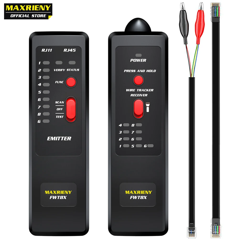 MAXRIENY Network Cable Tracker FWT8X Wire Toner RJ45 RJ11 Ethernet LAN Tracer Analyzer Detector Line Finder Tester