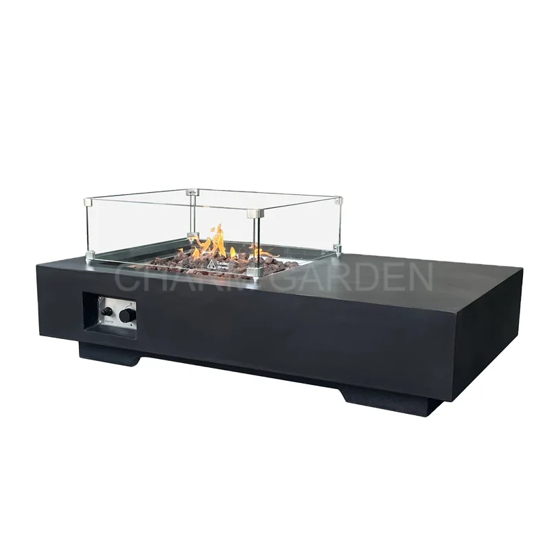 Outdoor Concrete Gas Fireplace Coffee Table With Fire Pit Patio Heater For Outdoor Heating Garden Backyard Furniture Decor