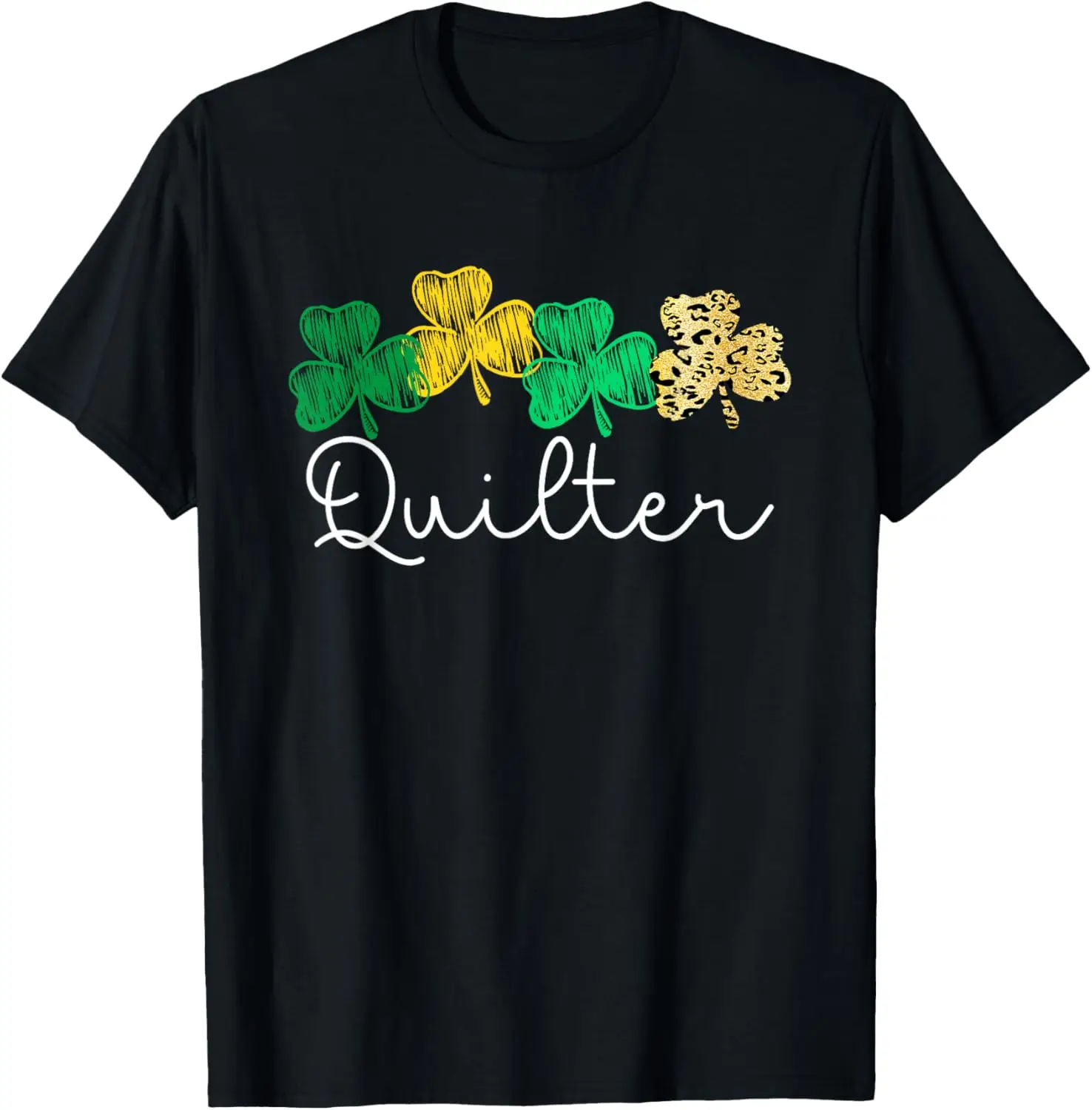 Shamrock Leopard Saint Paddy's Irish Quilter St. Patricks Day T-Shirt