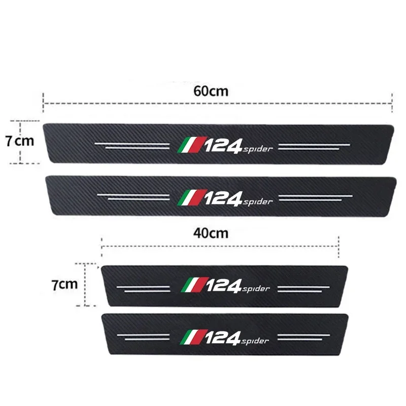 Car Door Threshold Sill Stickers Scuff Plate Decals Carbon Fiber for Fiat 124 Spider Rear Trunk Bumper Strip Tape Accessories