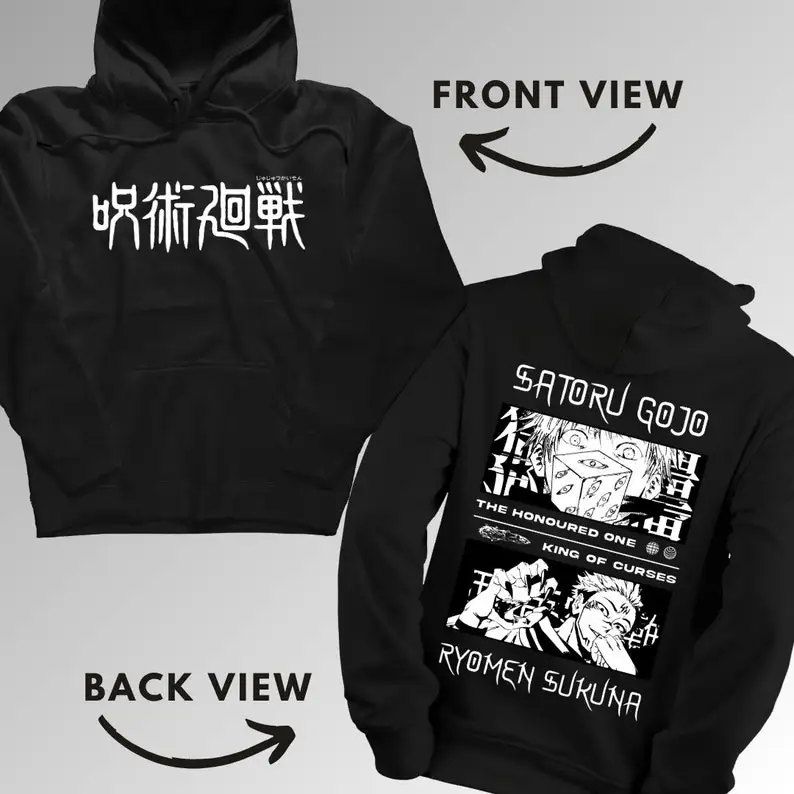 Satoru Gojo and Sukuna Jujutsu Kaisen Hoodie Vintage Streetwear