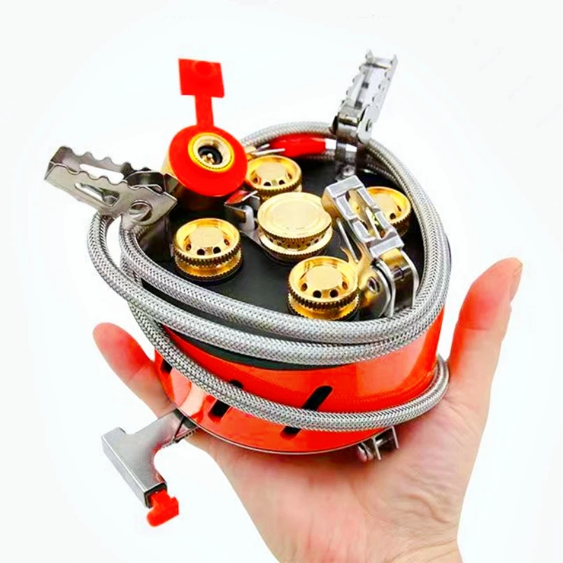 

5-Core Strong Firepower Tourist Burner Camping Stove Portable Folding Backpacking Furnace Hiking Barbecue Picnic Gas Cooker