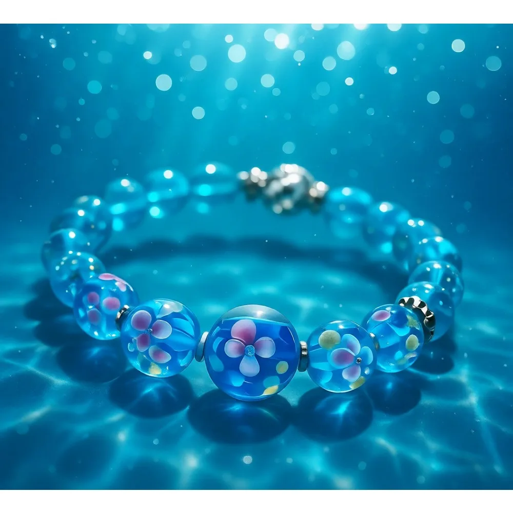 

Браслет-ожерелье ручной работы из светящихся в темноте бусин-светлячков с цветами, светящиеся стеклянные украшения