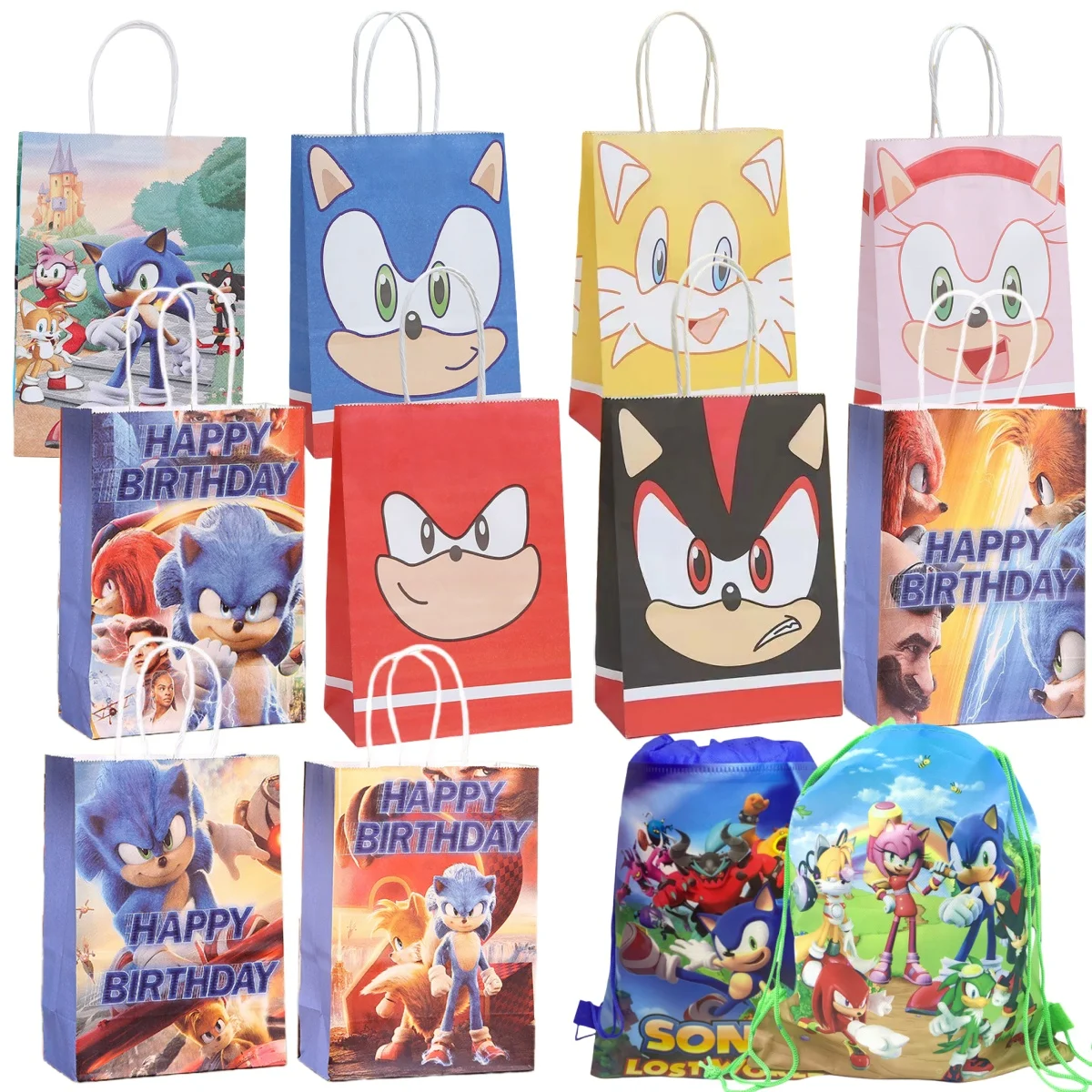 Hedgehog Figure Birthday Gift Bags Shadow the Hedgehog Loot Goodie Bag Candy Bag Baby Shower Supplies Kids Gifts Party Favors