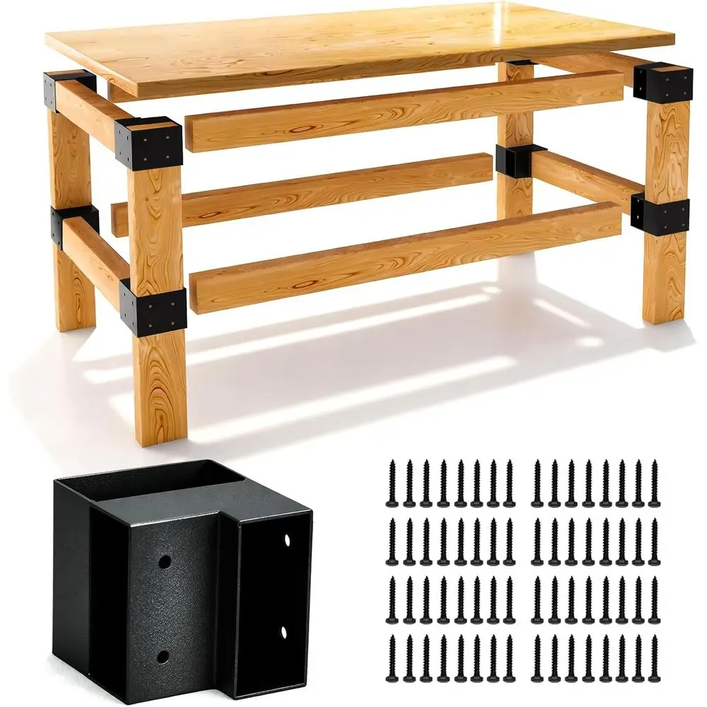 Heavy Duty Workbench Bracket Kit - 3-Way Brackets, 8-Pack Right Angle DIY Workbench Kit or 2x4 Lumber (Actual 1.5"x3.5"), Indoor