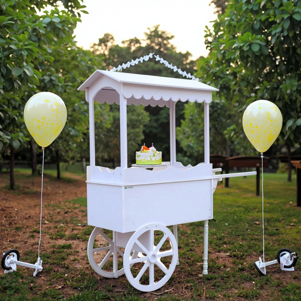Factory Direct 2026 PVC Wood Flower Candy Cart Cake-Shaped Stand for Bride Wedding Christmas Party Indoor Decor