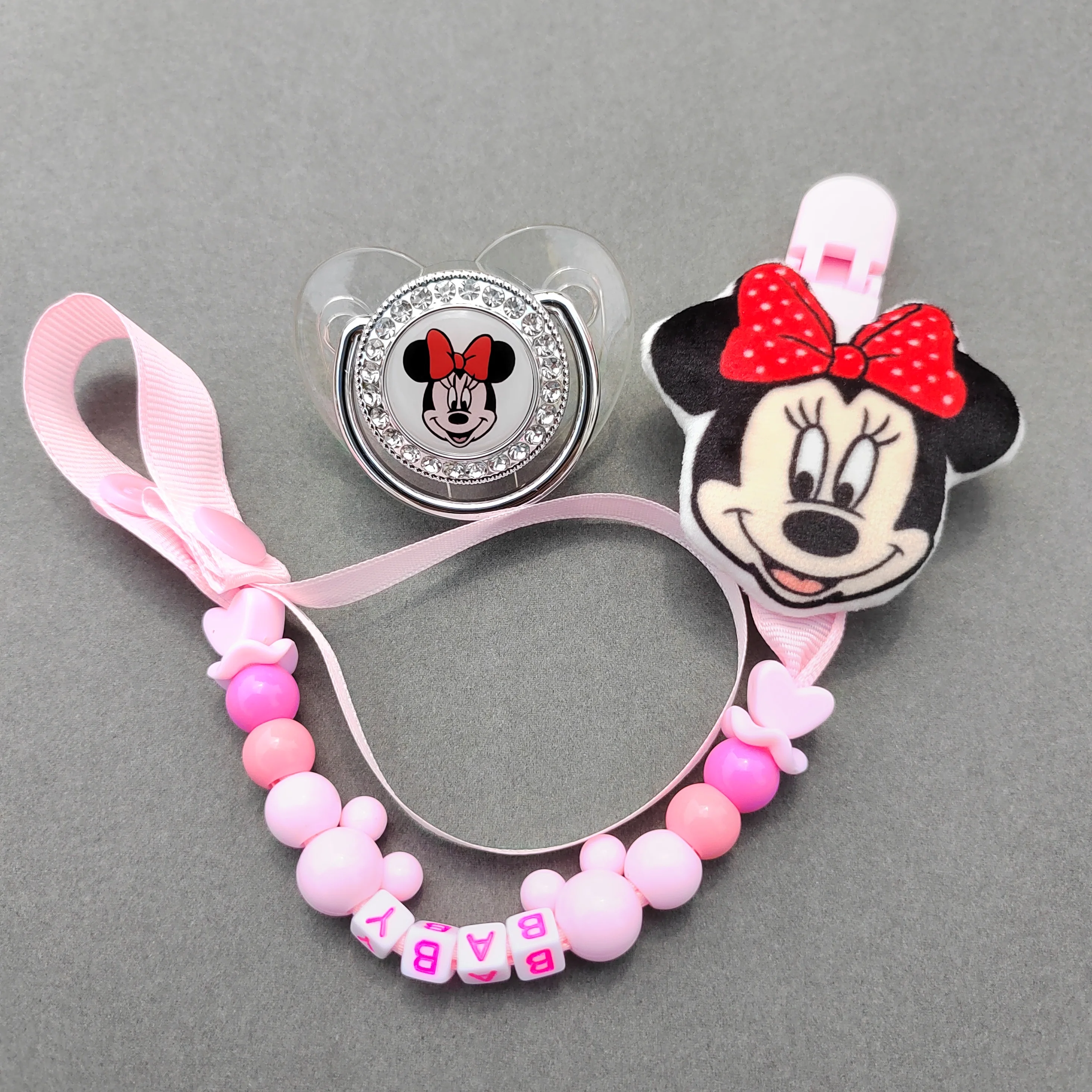 Clear pink with baby accessories Pacifier Personalised pacifier clip Luxury Mickey Mouse Nipple Girl Bling Baby items with lid