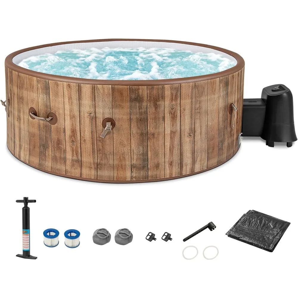 

Outdoor bathtub, inflatable portable for 4 to 6 people, soothing bubble jet, floor mat and LED touch control, outdoor bathtub